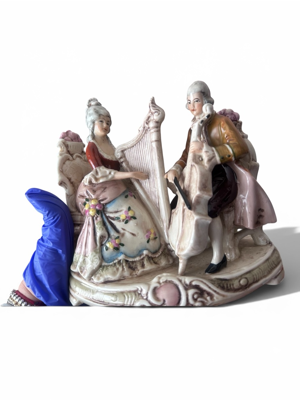 VINTAGE GRAFENTHAL PORCELAIN FIGURINE COUPLE PLAYING CELLO AND HARP